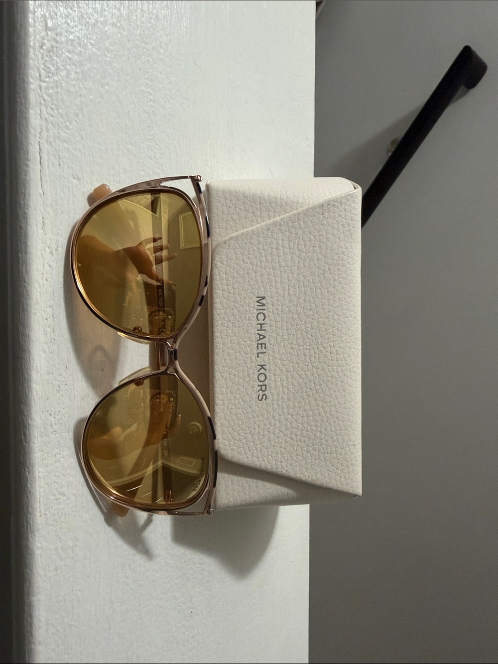 Michael Kors Gold-Tone Aviator Sunglasses with Amber Lenses